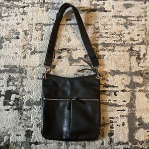 Longchamp shoulder/cross body black pebble leather purse